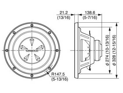 Kenwood KFC-W112S Ugradni subwoofer za automobil 30cm - dodatni pogled