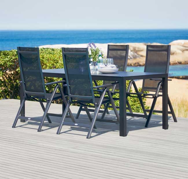 Podesiva baštenska stolica Raul crna - dodatni pogled