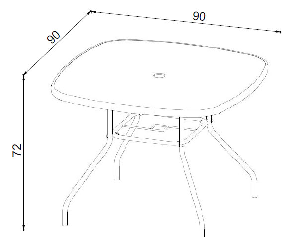 Baštenski Sto Sa Staklom Faro 90x90x72 cm - dodatni pogled