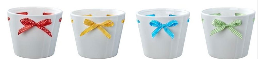 Soendgen keramička saksija Pretty 14cm sa zelenom mašnom - dodatni pogled