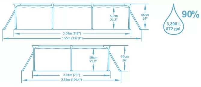 Bestway 56411 Pravougaoni bazen sa čeličnom konstrukcijom 300 x 201 x 66