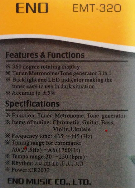 ENO Digitalni štimer sa metronomom EMT320 - dodatni pogled
