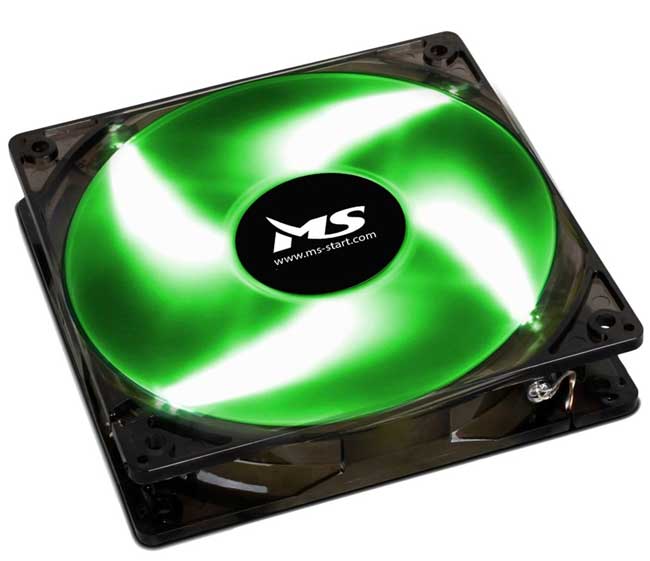 MS PC Cool 12cm Ventilator za kućište Green LED - dodatni pogled