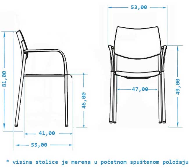 Konferencijska stolica M 410/P Crna - dodatni pogled