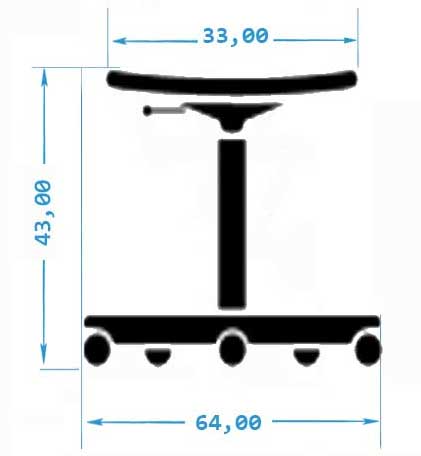 Radna laboratorijska stolica M 620 pu/y/y/br5/l1/t1 - dodatni pogled