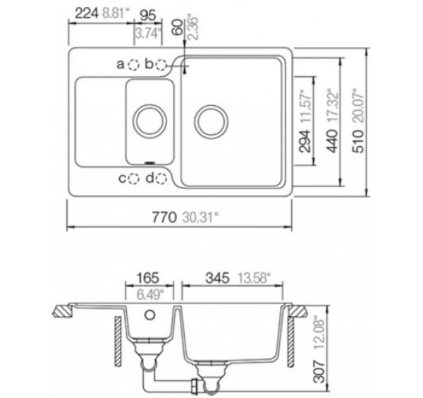 Granitna sudopera Manhattan D-150 bela - dodatni pogled