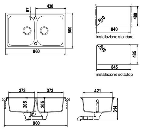 Granitna sudopera Lithos N-200S crna - dodatni pogled