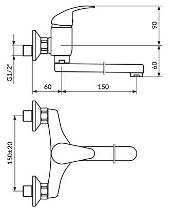 Rosan Jednoručna zidna baterija sa sudoperu ili lavabo JP321015 - dodatni pogled