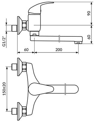 Rosan Jednoručna zidna baterija sa sudoperu ili lavabo JP321020 - dodatni pogled