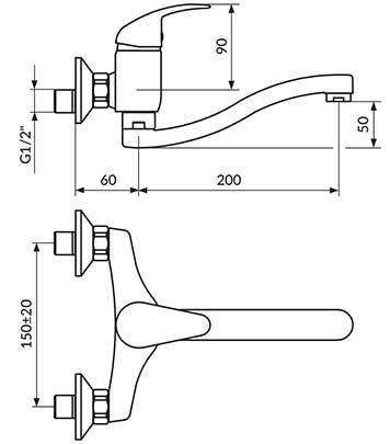 Rosan Jednoručna zidna baterija sa sudoperu ili lavabo JP321S20 - dodatni pogled