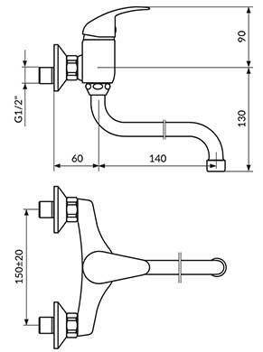 Rosan Jednoručna zidna baterija sa sudoperu ili lavabo JP322014 - dodatni pogled