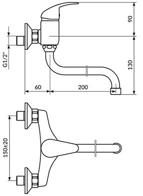 Rosan Jednoručna zidna baterija sa sudoperu ili lavabo JP322020 - dodatni pogled