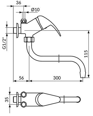 Rosan Jednoručna zidna baterija za protočni bojler JP362003 - dodatni pogled