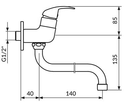 Rosan Jednoručna slavina za hladnu vodu sa izlivom od 140mm JP523014 - dodatni pogled