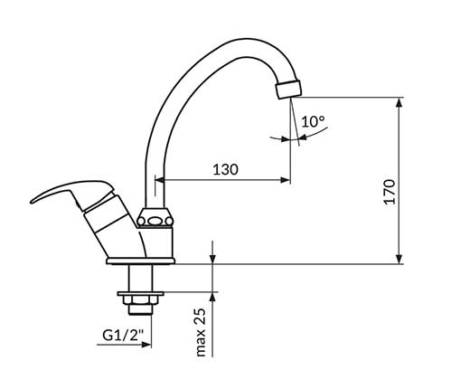 Rosan Jednoručna slavina za hladnu vodu sa izlivom od 130mm JP531130 - dodatni pogled