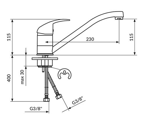 Rosan Jednoručna baterija za sudoperu sa dve cevi JP381001 - dodatni pogled