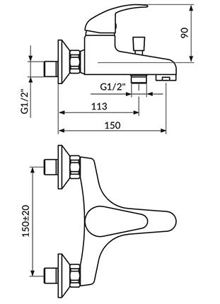 Rosan Jednoručna baterija za kadu sa ručnim tušem JP331001 - dodatni pogled