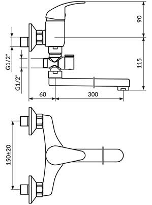 Rosan Jednoručna baterija za kadu sa ručnim tušem JP341001 - dodatni pogled