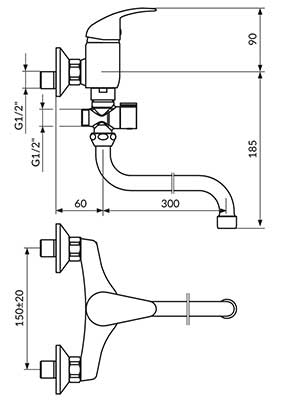 Rosan Jednoručna baterija za kadu sa ručnim tušem JP341002 - dodatni pogled