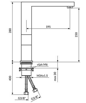 Rosan Baterija za sudoperu od nerđajućeg čelika JS38201 - dodatni pogled