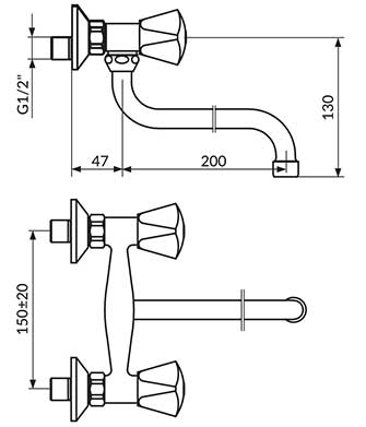 Rosan Zidna slavina za toplu i hladnu vodu K01101 - dodatni pogled
