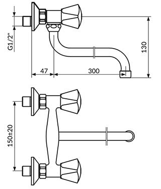 Rosan Zidna slavina za toplu i hladnu vodu K01130 - dodatni pogled