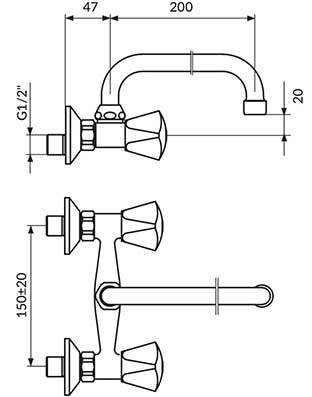 Rosan Zidna slavina za toplu i hladnu vodu K03101 - dodatni pogled
