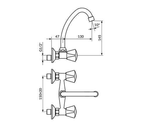 Rosan Zidna slavina za toplu i hladnu vodu K03113 - dodatni pogled