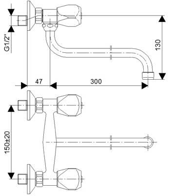 Rosan Zidna baterija za sudoperu ili lavabo Izliv 300mm KF01130 - dodatni pogled