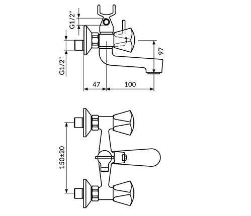 Rosan Baterija za kadu sa ručnim tušem K12101 - dodatni pogled