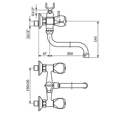 Rosan Baterija za kadu sa pokretnim izlivom i ručnim tušem KF11101 - dodatni pogled