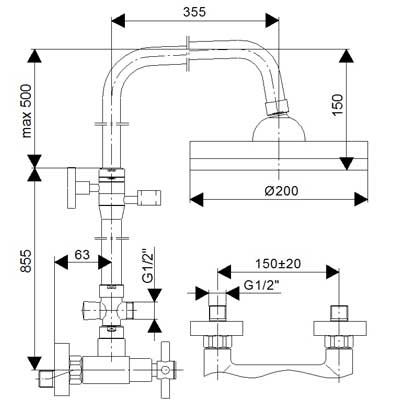 Rosan Baterija za tuš kadu sa usponskim i ručnim tušem XO37251 - dodatni pogled