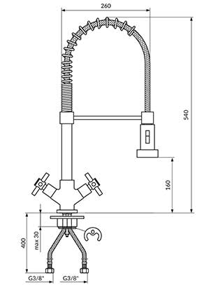 Rosan Baterija za sudoperu ili lavabo sa pokretnim izlivom 200mm XO32120 - dodatni pogled
