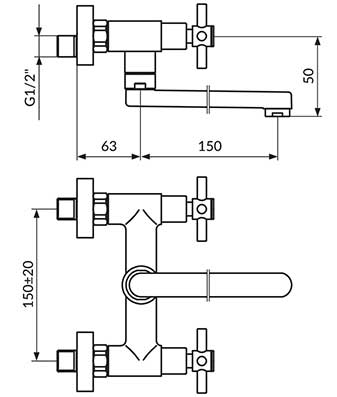 Rosan Baterija za sudoperu ili lavabo sa pokretnim izlivom 150mm XO32115 - dodatni pogled
