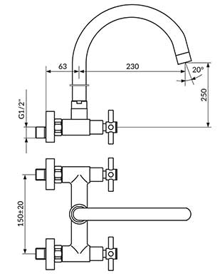 Rosan Zidna baterija sa pokretnim izlivom XO32101 - dodatni pogled