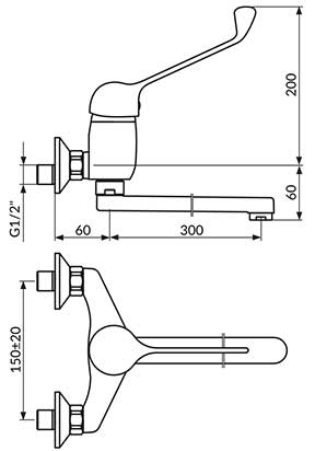 Rosan Zidna baterija sa pokretnim izlivom J32L003 - dodatni pogled
