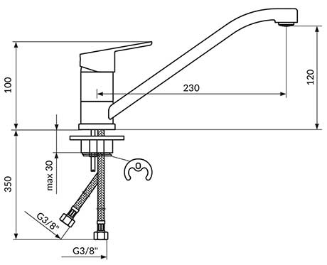 Rosan Baterija za sudoperu sa pokretnim izlivom JA381001 - dodatni pogled