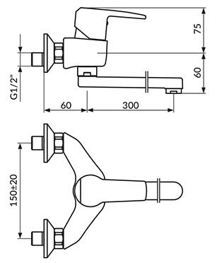 Rosan Zidna jednoručna slavina za hladnu i toplu vodu JC32130 - dodatni pogled