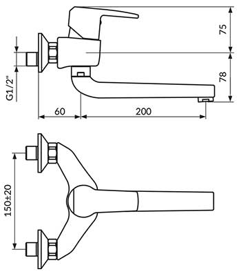 Rosan Zidna jednoručna slavina za hladnu i toplu vodu JC32220 - dodatni pogled