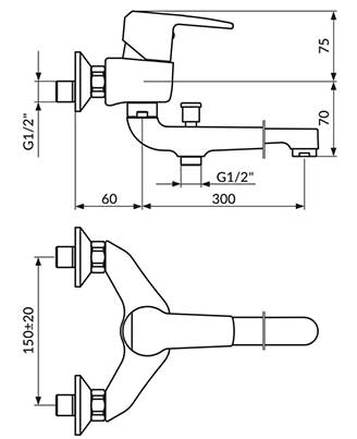 Rosan Zidna baterija za kadu sa ručnim tušem JC34101 - dodatni pogled