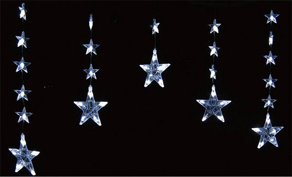 Novogodišnje lampice - zavesa sa zvezdicama 150 x 80 cm za unutrašnju i spoljašnju upotrebu - dodatni pogled