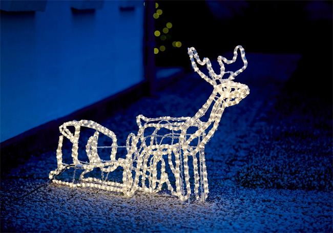 Novogodišnji svetleći irvas sa sankama 145cm - dodatni pogled