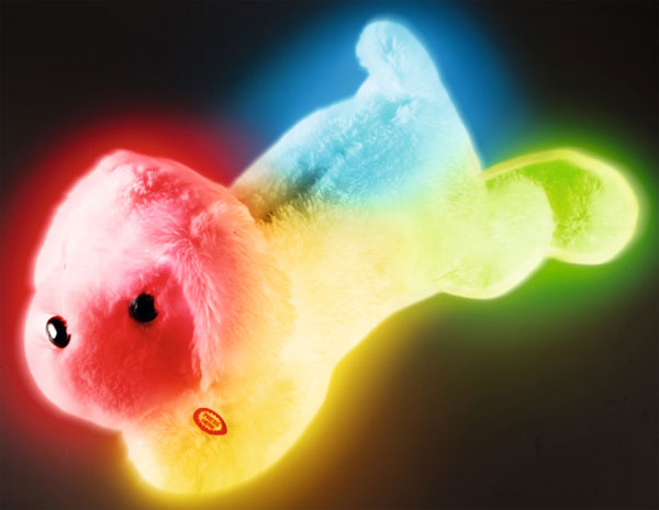 Višebojno LED noćno svetlo u obliku plišanog psa PK01/WH - dodatni pogled