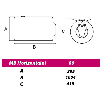 Akumulacioni bojler MB horizontalni P80 H levi emajlirani kazan - dodatni pogled