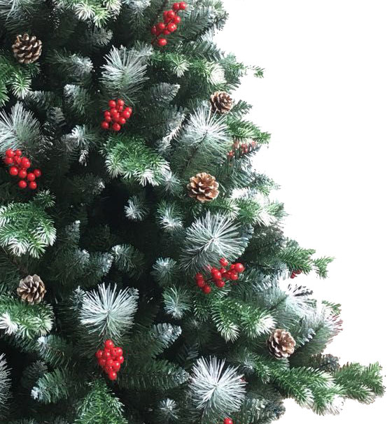 Novogodišnja jelka sa belim vrhovima, šišarkama i bobicama 210cm 180885 - dodatni pogled