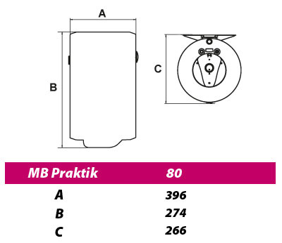 Akumulacioni bojler MB Praktik 80 E2I suvi grejač - dodatni pogled