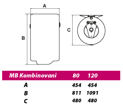 Akumulacioni bojler MB Kombinovani levi 80 R emajlirani kazan - dodatni pogled