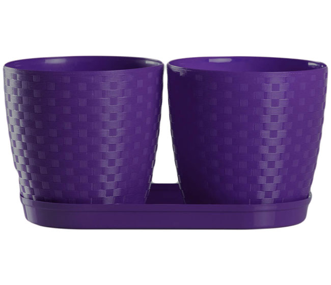 Saksije za cveće sa tacnom Inspira Mix and Play Ljubičasta - dodatni pogled