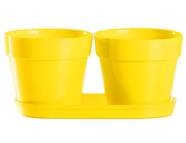 Saksije za cveće sa tacnom Frajle Mix and Play Žuta - dodatni pogled