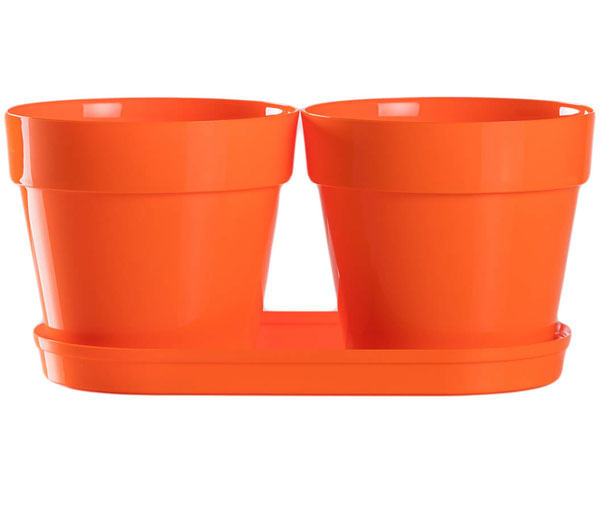 Saksije za cveće sa tacnom Frajle Mix and Play Narandžasta - dodatni pogled